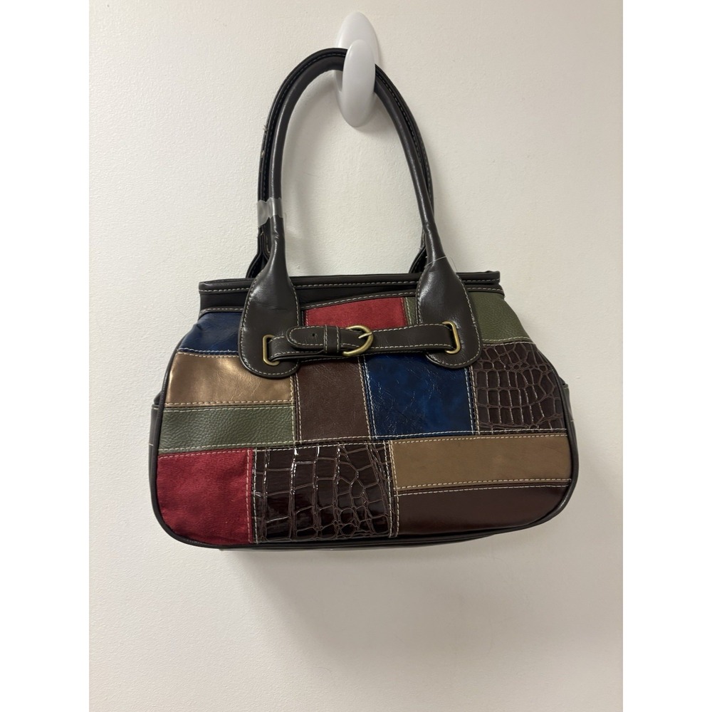 NWT Patchwork Y2K Multicolor Satchel Shoulder Bag Purse Handbag